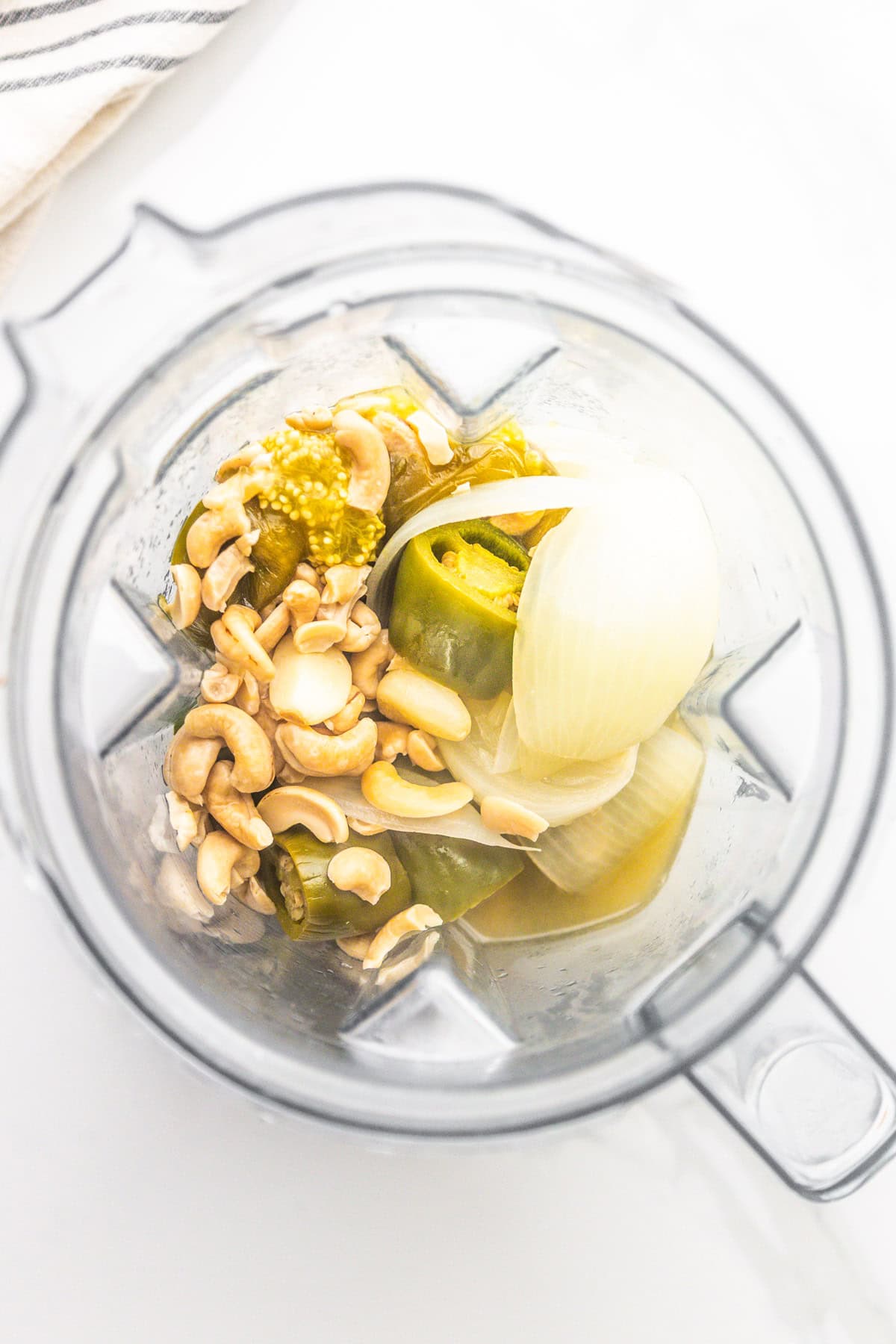 Boiled ingredients in a blender.