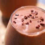 Chocolate Brownie Batter Smoothie in a small glass.