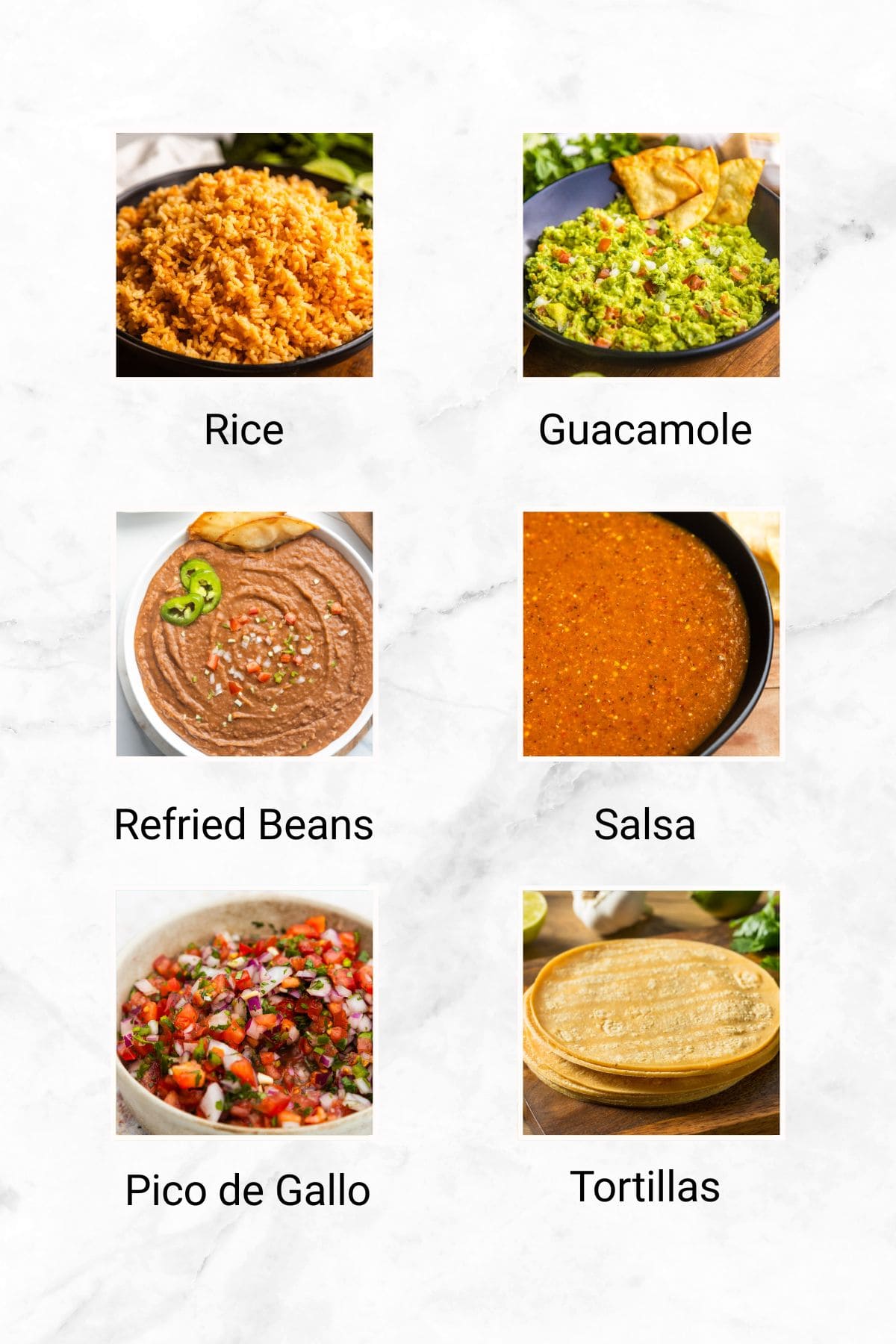 Ingredients for bean and rice tacos.