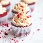 Vegan red velvet cupcakes with vegan cream cheese frosting