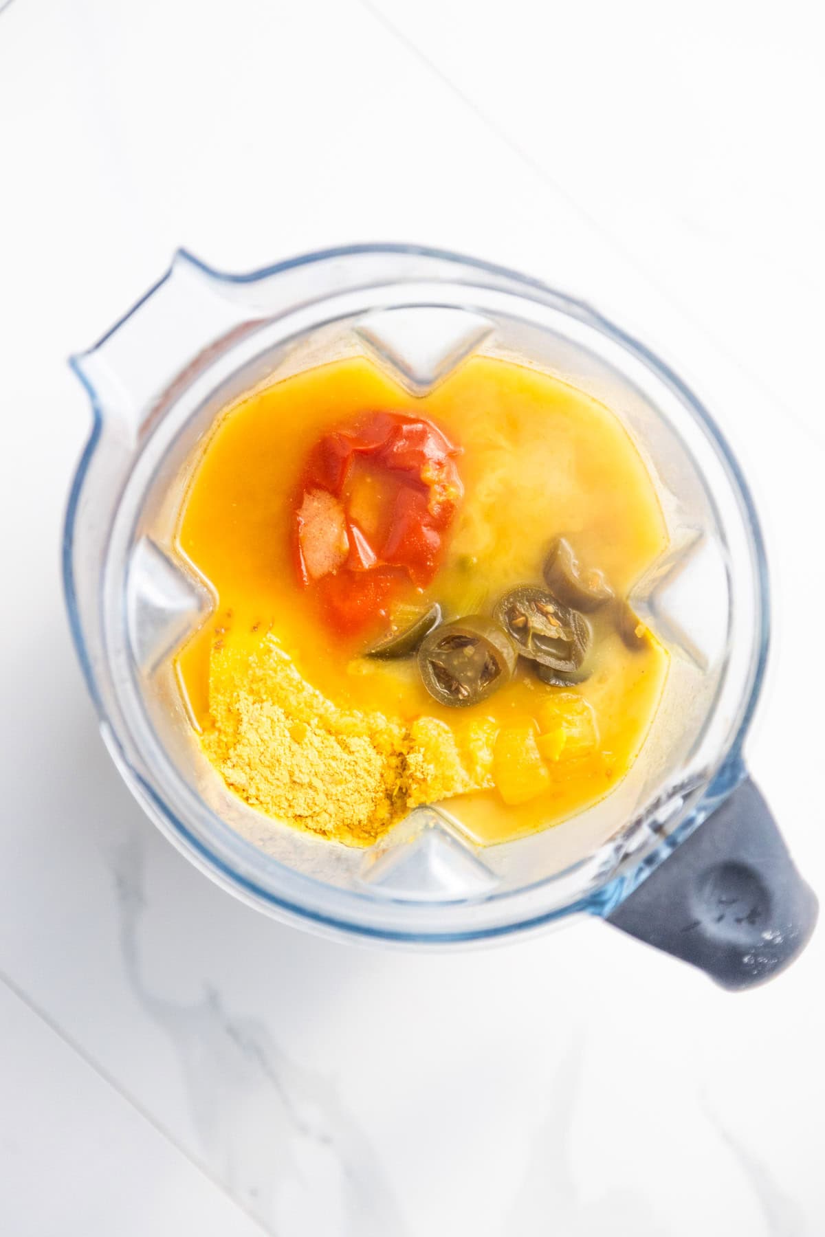 Vegan nacho cheese sauce before blending.