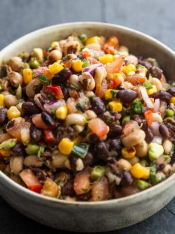 Cowboy caviar in a bowl.