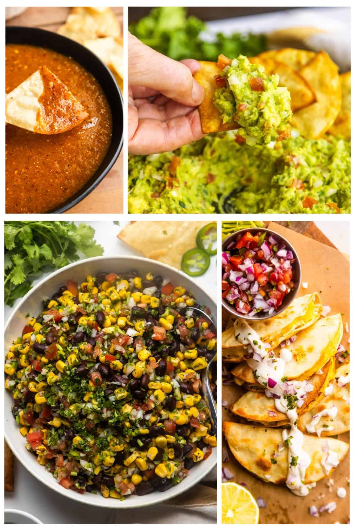Collage of various tailgating foods. 