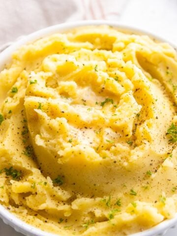 Vegan mashed potatoes made without milk in a bowl.