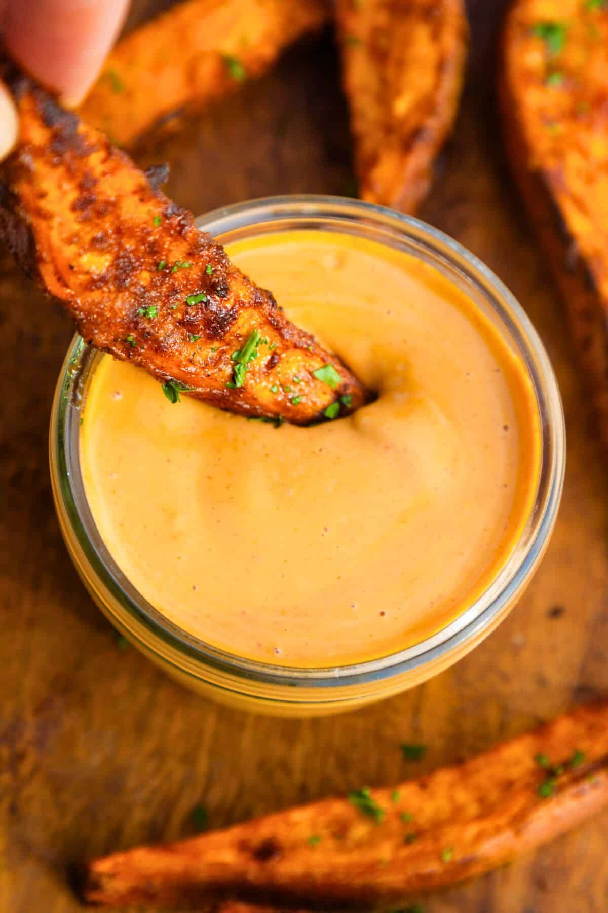 Vegan chipotle sauce in a jar.