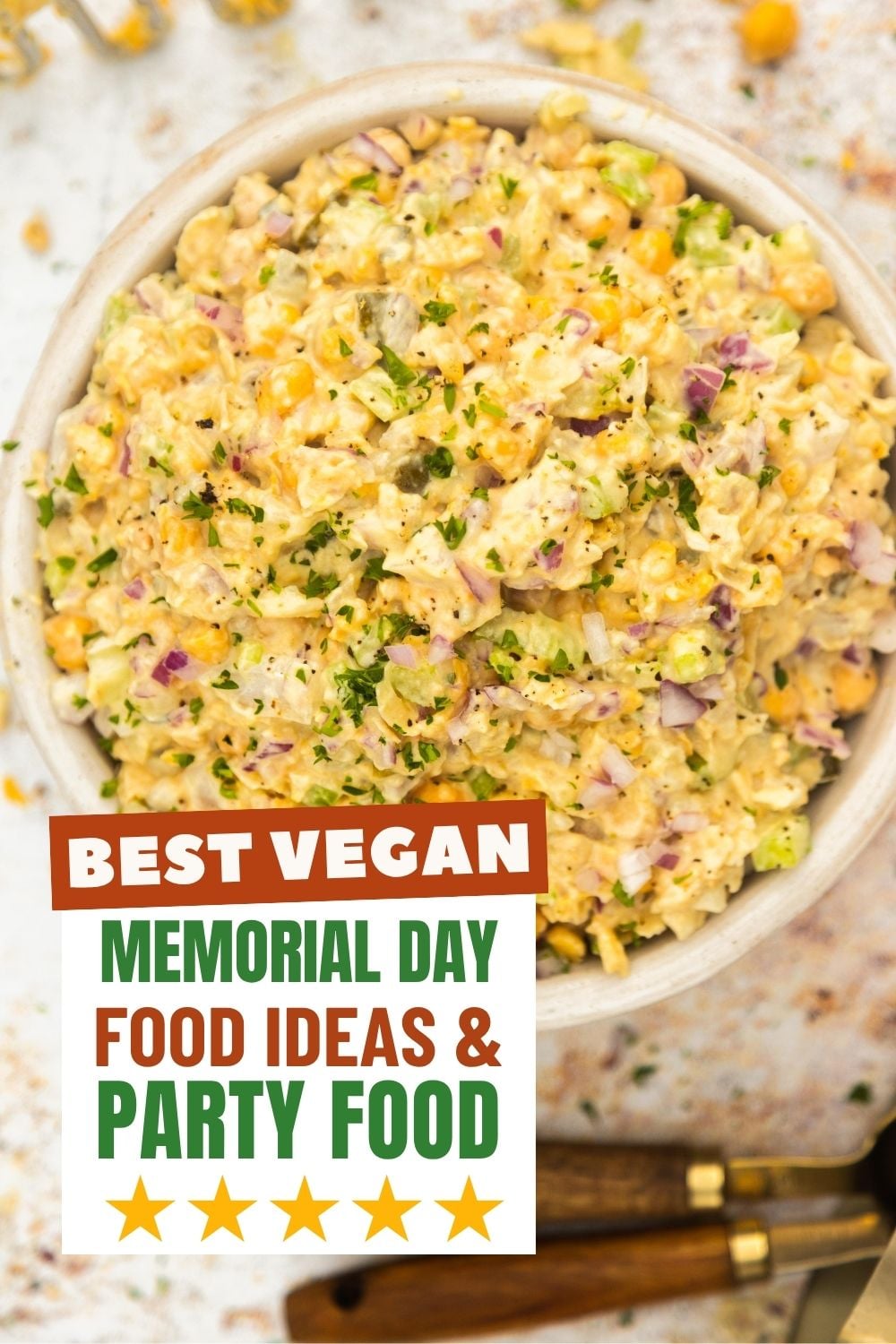 Chickpea salad in a bowl.