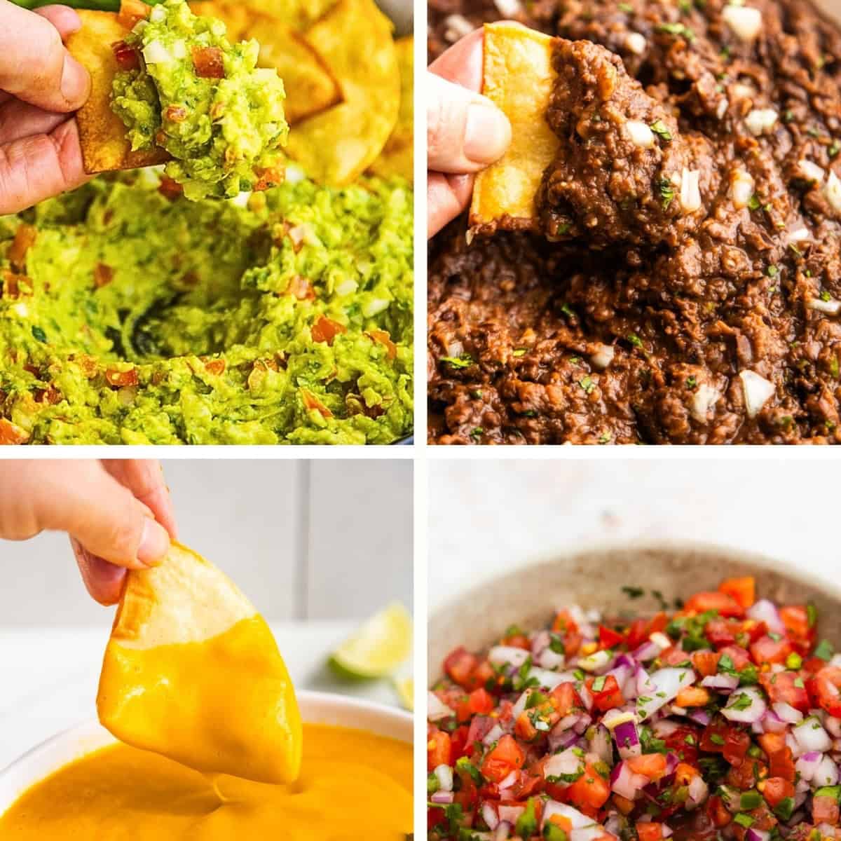 Collage of various taco bar ideas.